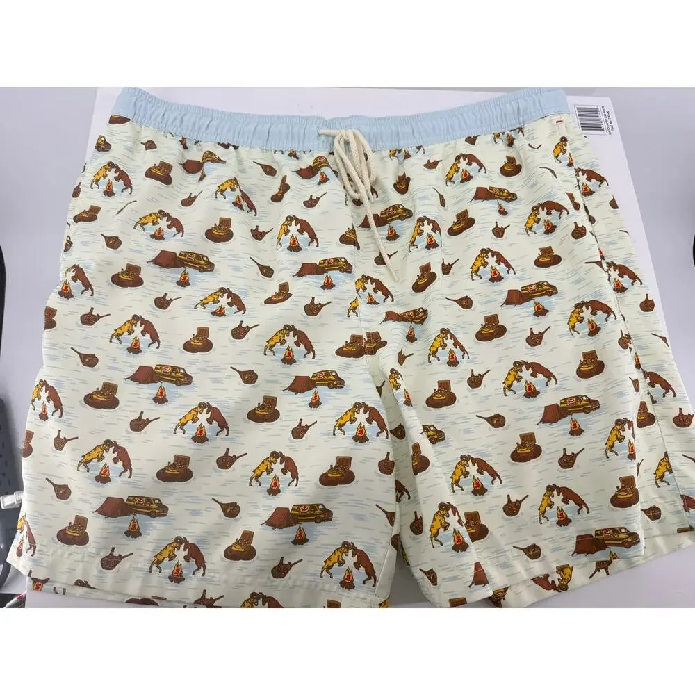 Magellan Outdoors Fish Print Water Repellent Swim Trunks Mesh Lined Mens 2XL